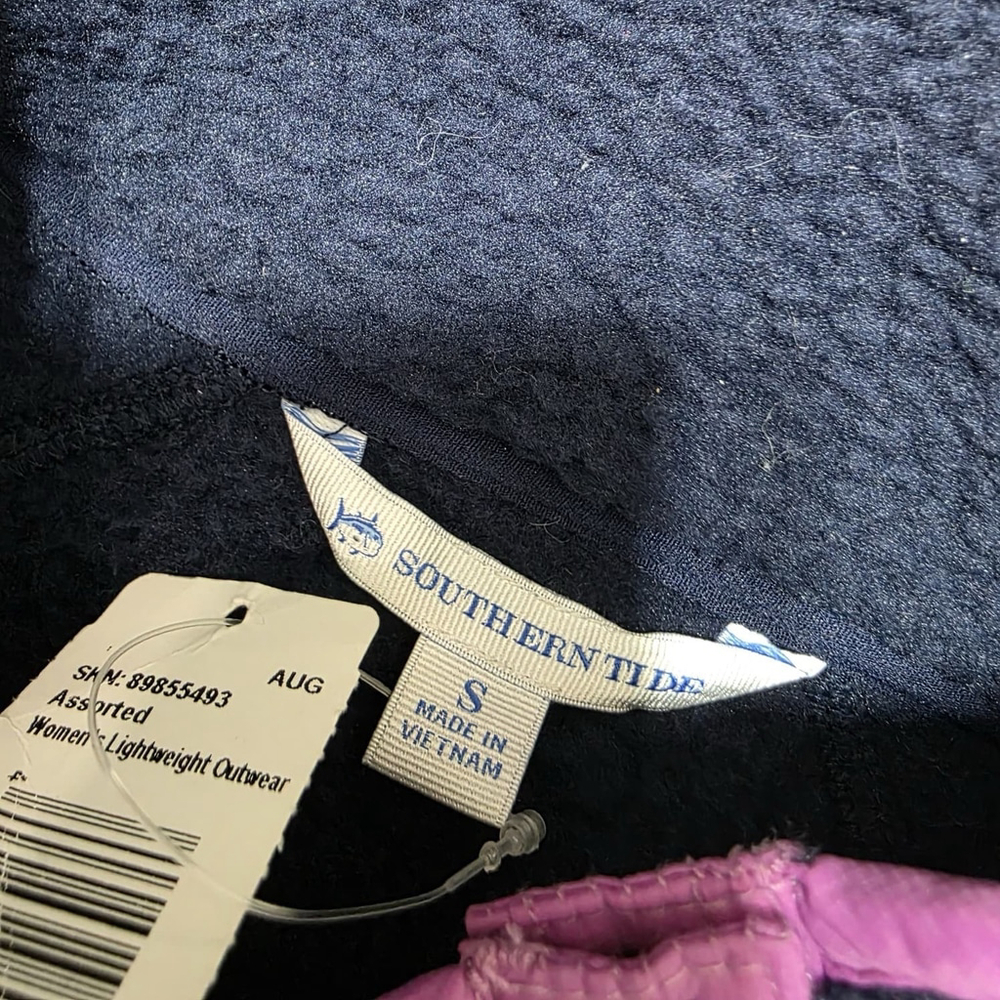 Southern Tide Women’s Fleece Pullover Navy Pink Small Lightweight Snap Shirt NWT - Picture 6 of 9